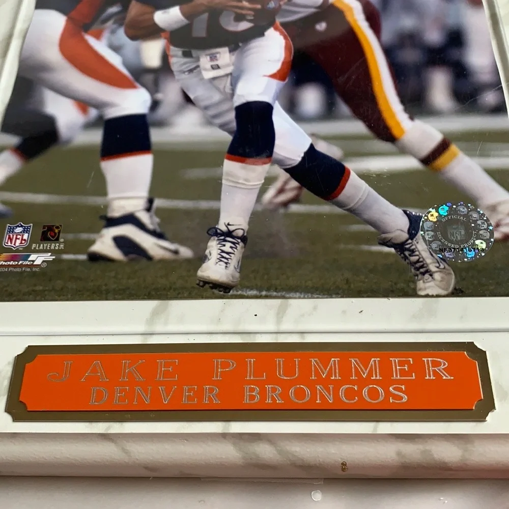 Jake Plummer Plaque 10x13 Denver Broncos 2004 dated not signed